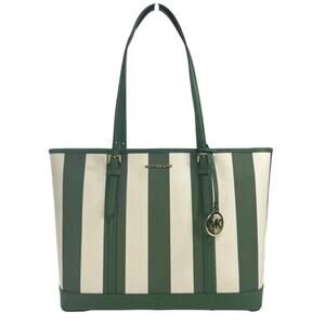 NEW Michael Kors Jet Set Travel Tote Bag Large Purse Handbag Stripe PVC Shoulder